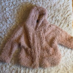 pink fluffy jacket